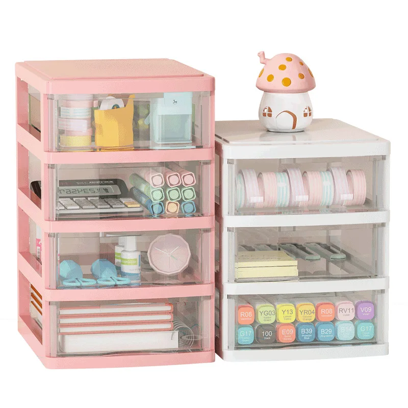 2/3/4 Layers Transparent Storage Cabinet | Plastic Stackable Storage Drawer Bins Desk Organizer Stackable Drawers for Desktop