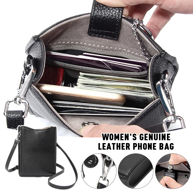 Women Genuine Leather Phone Case Cross Body Phone Bag Single Shoulder Phone Bag Simple Stylish and Easy To Carry