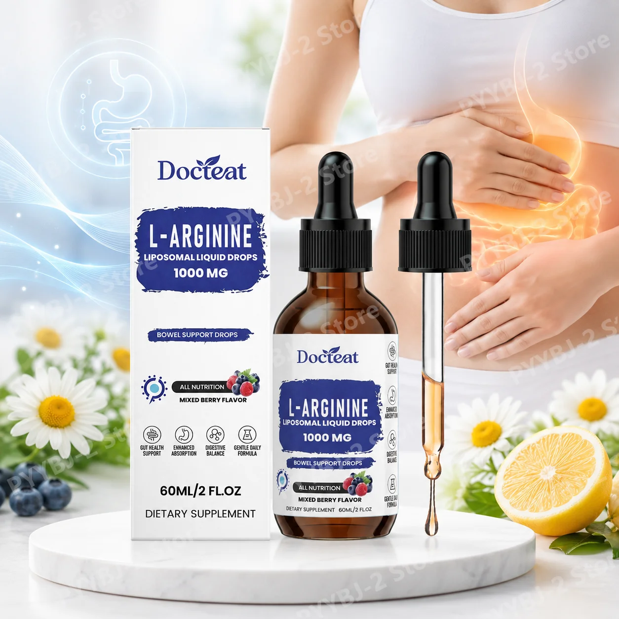 Digestive Comfort Drops with L-Arginine, Ginger, Fennel, Chamomile and Vitamin B6 for Gut Balance and Daily Wellness, 60 mL