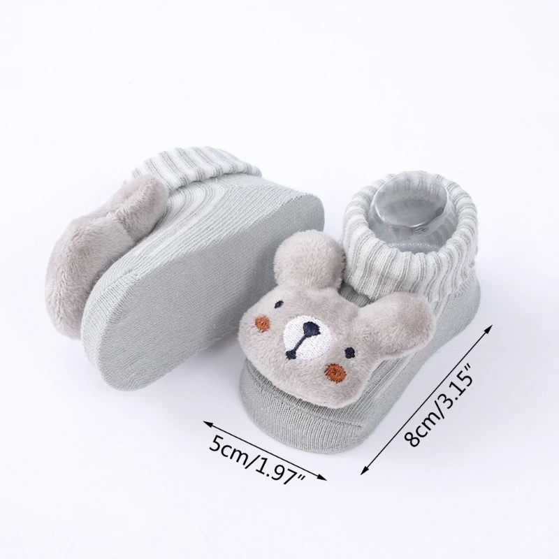 3 Pairs Baby Floor Socks Cartoon Anti-slip Newborn Cotton Short Socks for 3-12 Months Baby Boys Girls Knitted Floor Socks