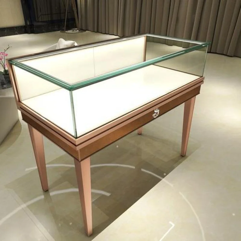 custom.Factory direct sales jewelry shop cabinets display counter golden showcases glass display for jewelry store furnitures de