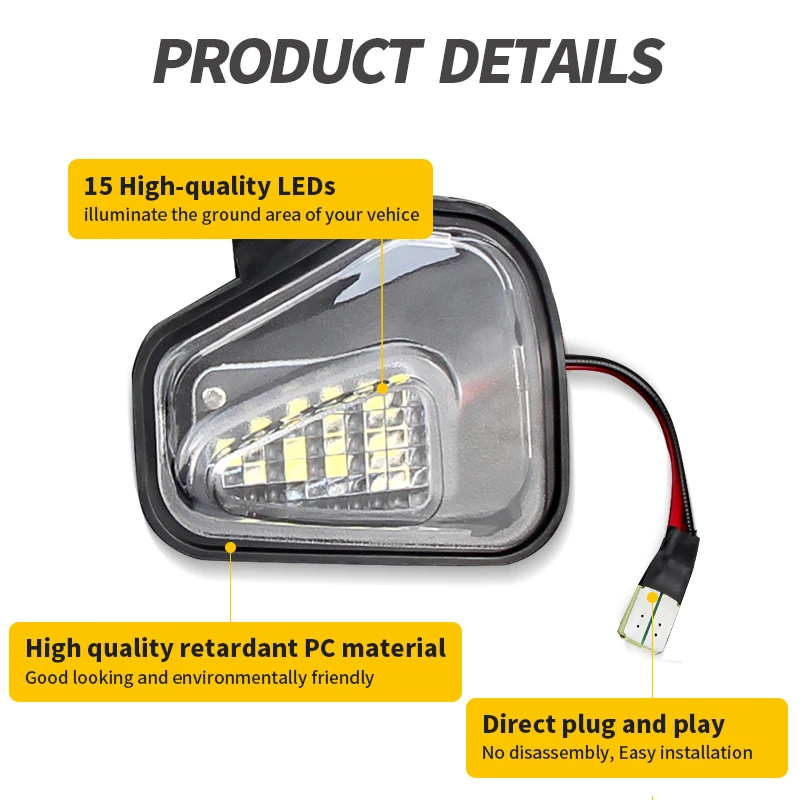2X For Volkswagen Passat B7 2011-2019 Passat CC 09-12 LED Puddle Light Bulb Under Side Mirror Light No Error Led Puddle Lamp view 4