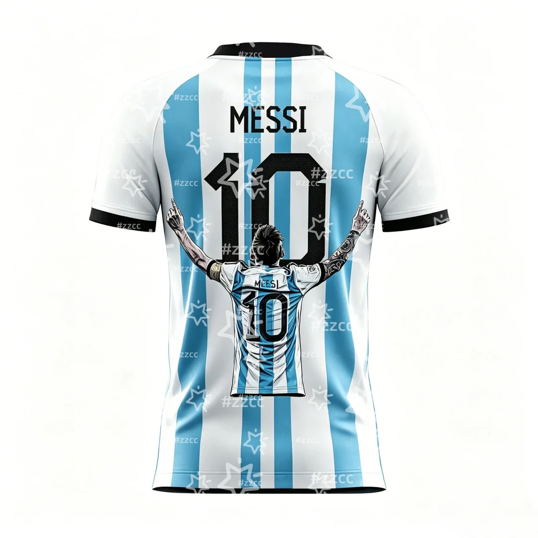 25-26 Messi No.10 Football Jersey Training Kit Argentine Fans Gift Summer Sports Men's T-Shirt Kid's Clothing cycling jersey ﻿ view 2