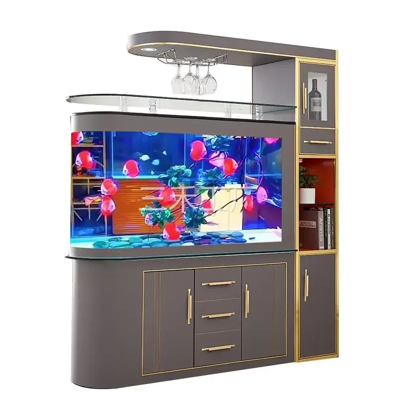 Fish tank aquarium wine cabinet creative large and medium-sized household living room screen bottom filter