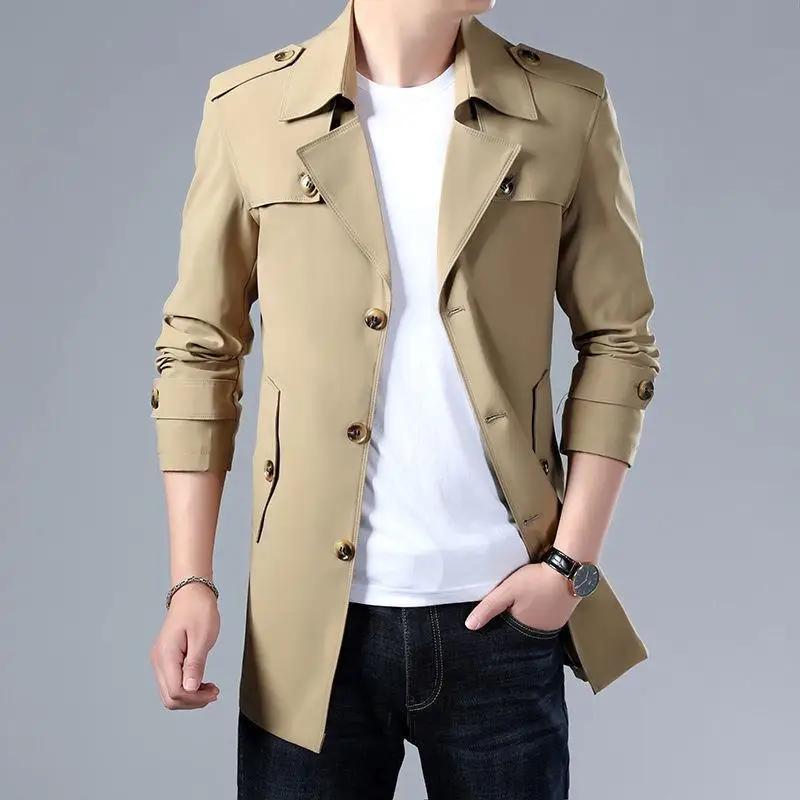 

Casual Mid-Length Men's Windbreaker 2024 Early Autumn New Sle Busin Casual Jaet Large Size No Ironing Required Men's J...