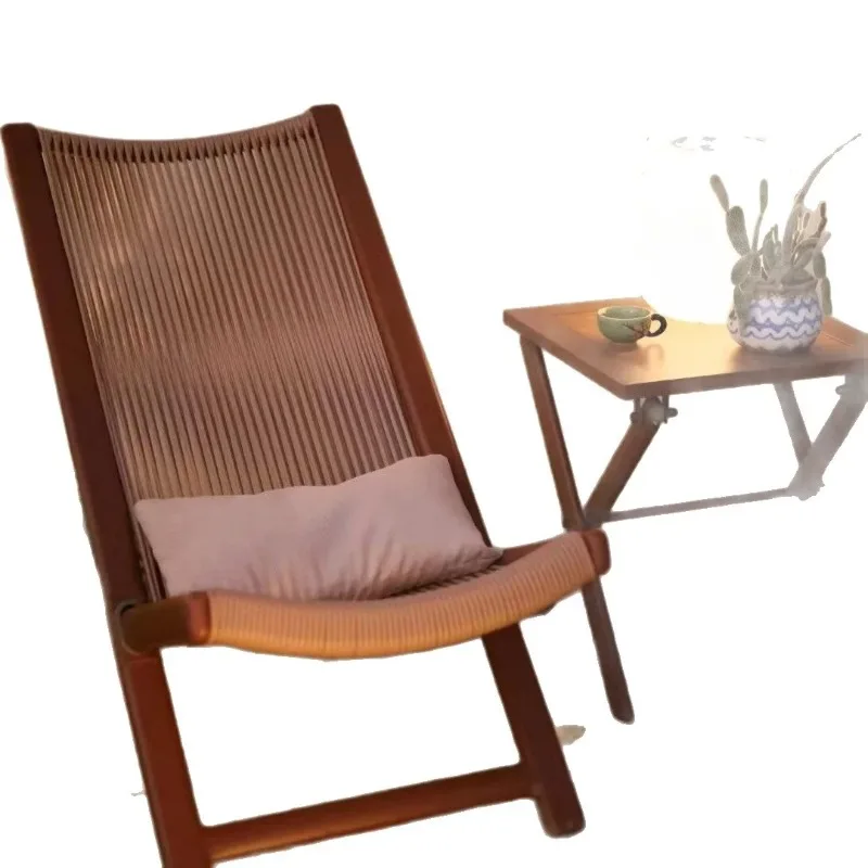 Recliner outdoor balcony courtyard leisure backrest rattan chair B & B folding table and chair