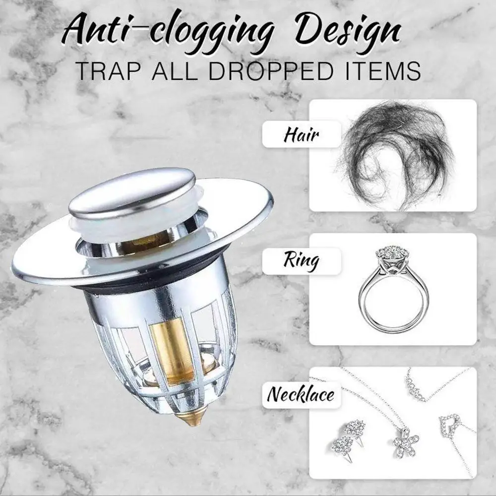 Explosion-proof Easy to Install Sink Drain Plug With Anti-clogging Basket Sink Drain Stopper Wash Basin Bounce Drain Filter
