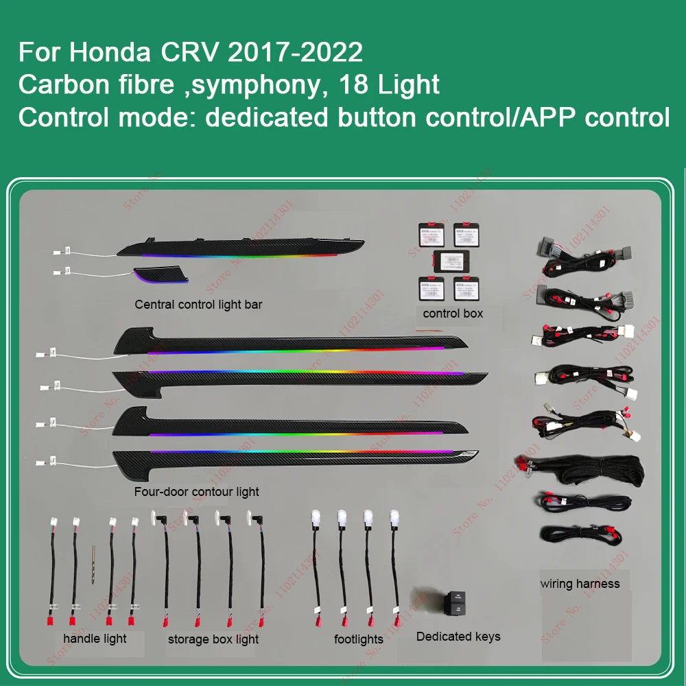 

For Honda BREEZE CRV 2017-2022 Atmosphere Lamp 64 Color Dynamic light and shadow Ambient Light Interior Retrofit Upgrade