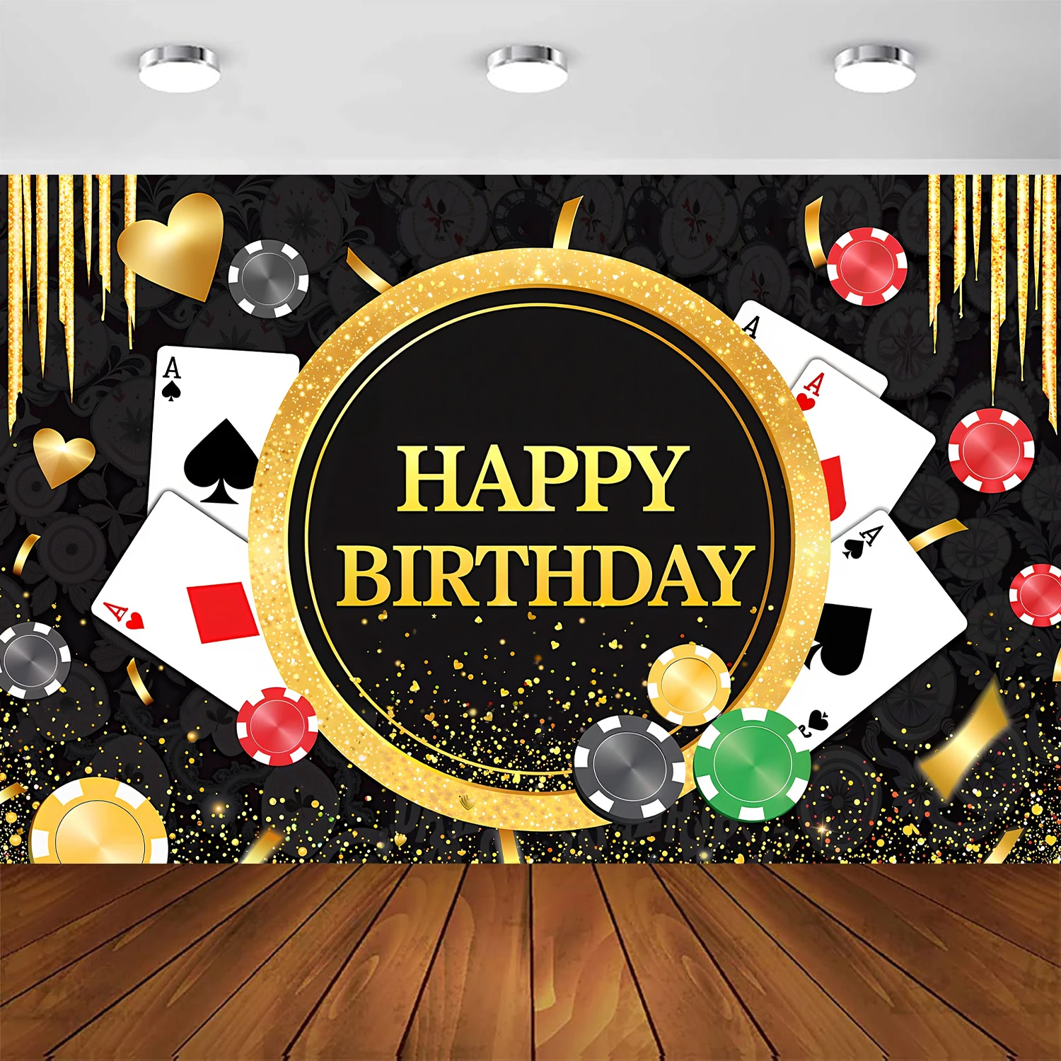 Casino Party Theme Background Birthday Party Photography Background Decoration Polyester Banner DIY Party Decorations 180*110cm