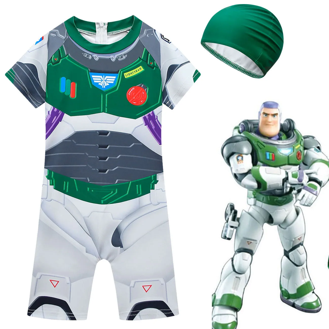 

Buzz Lightyear Toy Story Swimwear New Boys' One-piece Swimsuit Cosplay Swimsuit Children's Swimsuit Swim Cap Bathing Suit Men