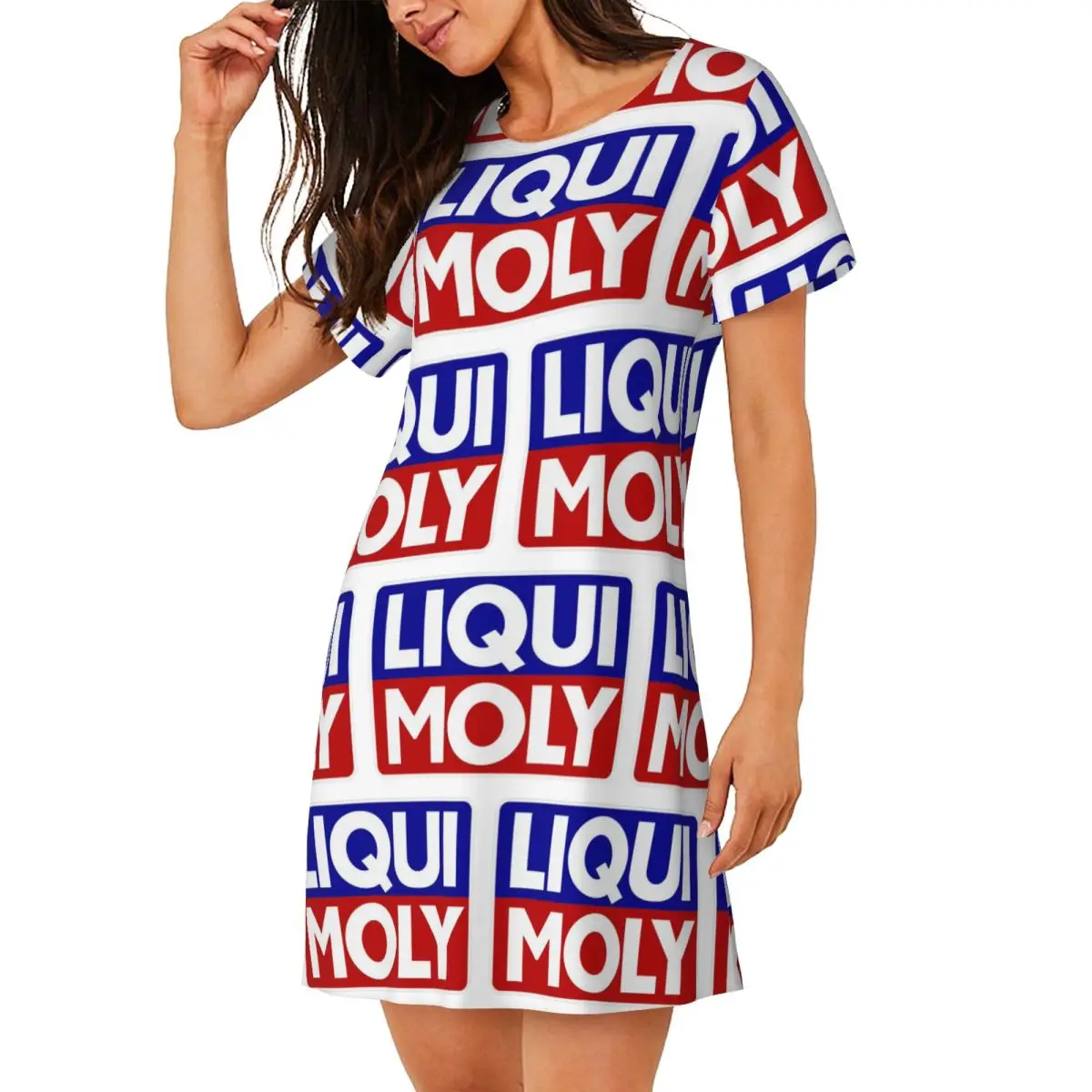 Custom Liqui Moly Logo Short Sleeves Nightdress For Sleeping Sleepshirts Women Short Sleeve Nightgowns Loose Pajama Dress