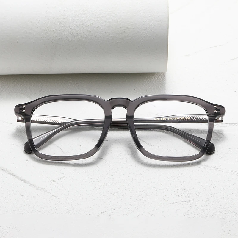 Business square-shaped eyeglass frame for big faces. 154 trend and vintage tortoiseshell art-style large frame optical glasses.