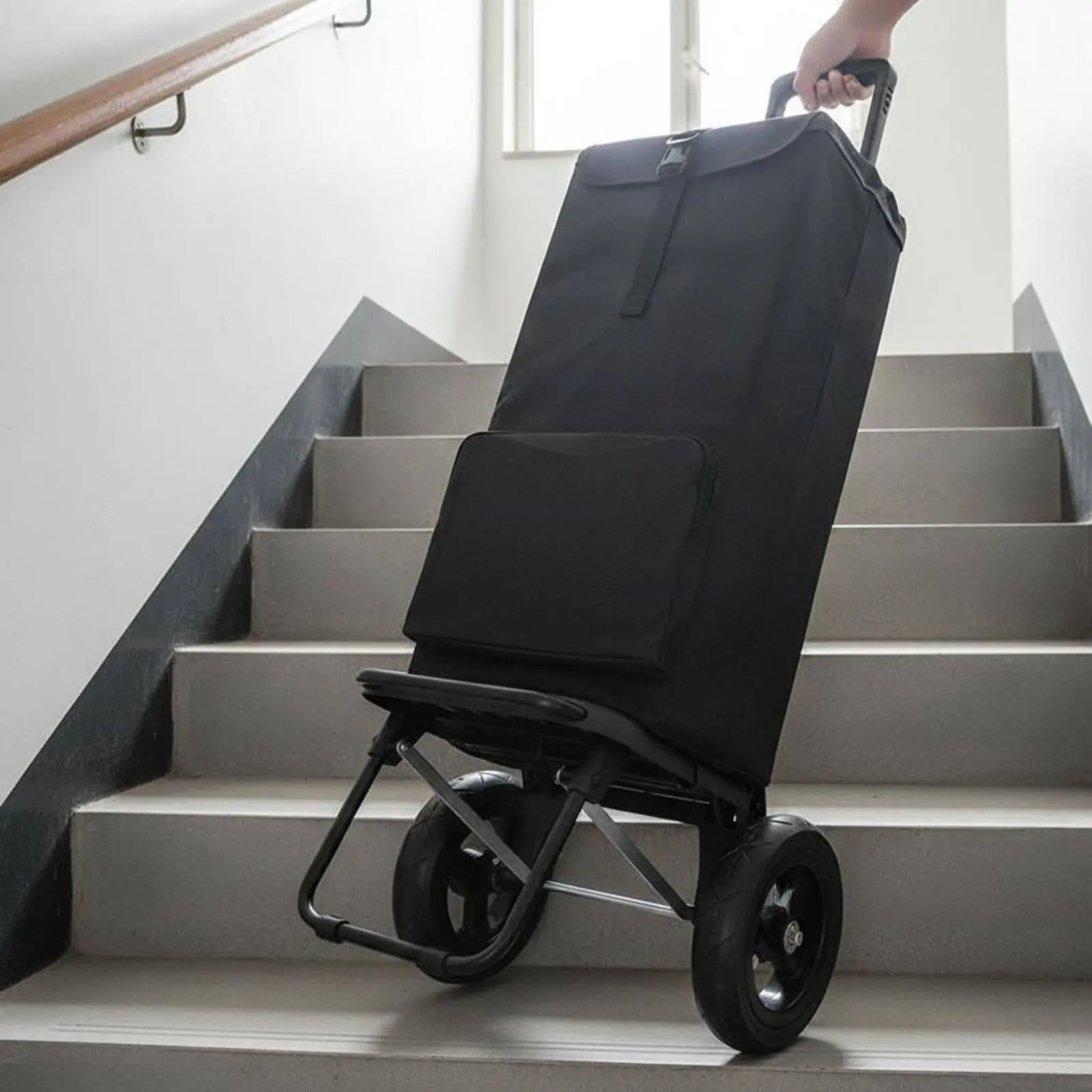 

Sturdy Duty Trolley with Big Wheels Puncture-Resistant Tires Folding Hand Handcart Sturdy Duty Moving Cart Adjustable