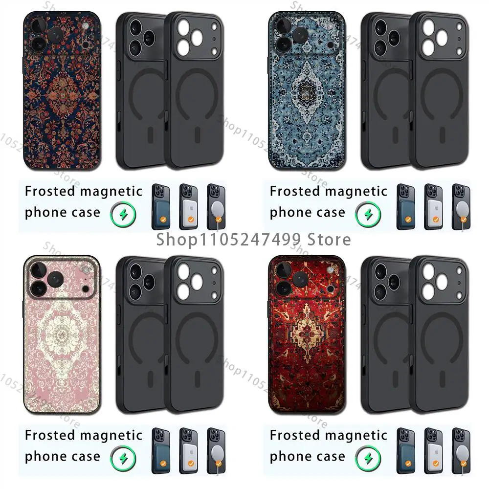 

Persian Carpet Floral Phone Case For iPhone 17,16,15,14,13,12,11,Pro,Max,Plus,Mini,SE4,E Magnetic Magsafe Wireless Charging