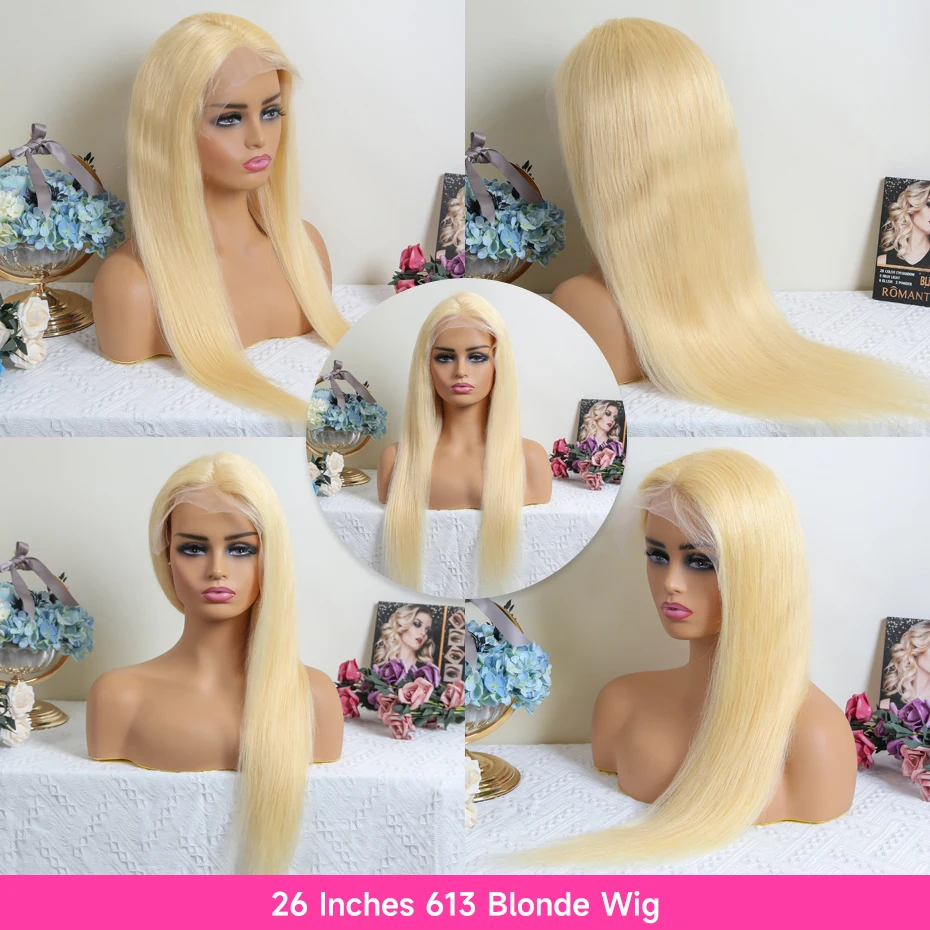 613 360 Invisible Drawstring Lace Frontal Wig Ponytail Pre Plucked Straight 13x4 13x6 Lace Front Human Hair Wig Glueless 5x5 Closure Wig Brazilian Honey Blonde Colored Human Hair Wig 250 Density Adjustable Invisi Strap Wigs