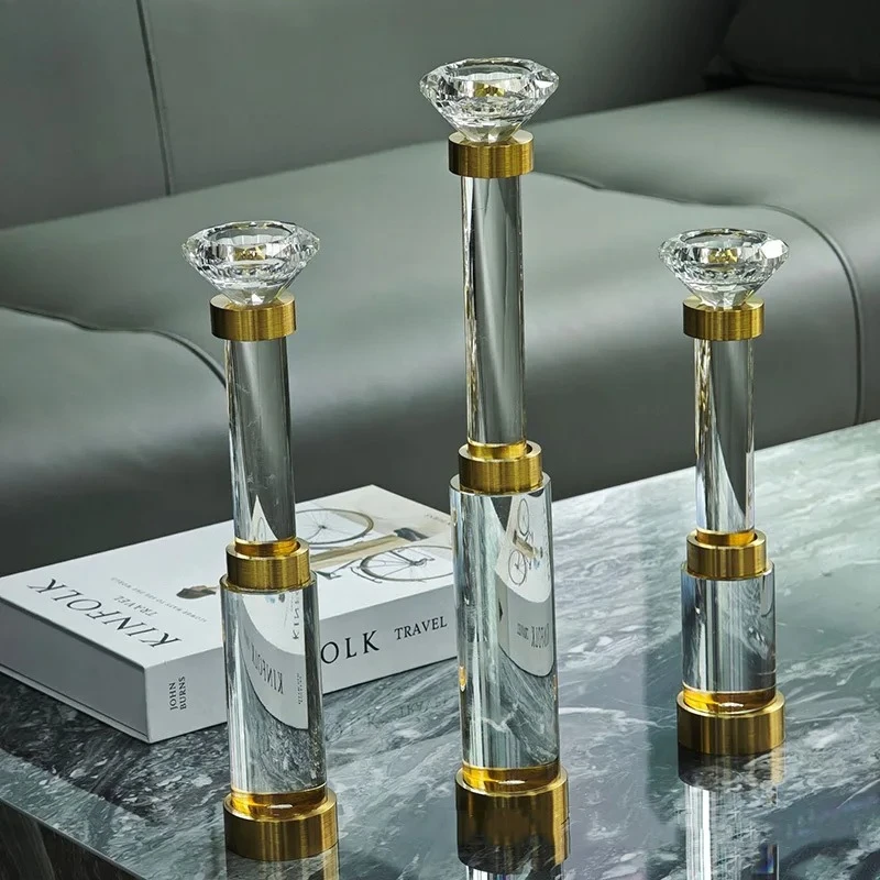 Diamond Shape Candle Holder Ornaments Transparent Glass Candlestick Desk Decoration Wax Melt Burner Home Aroma Container