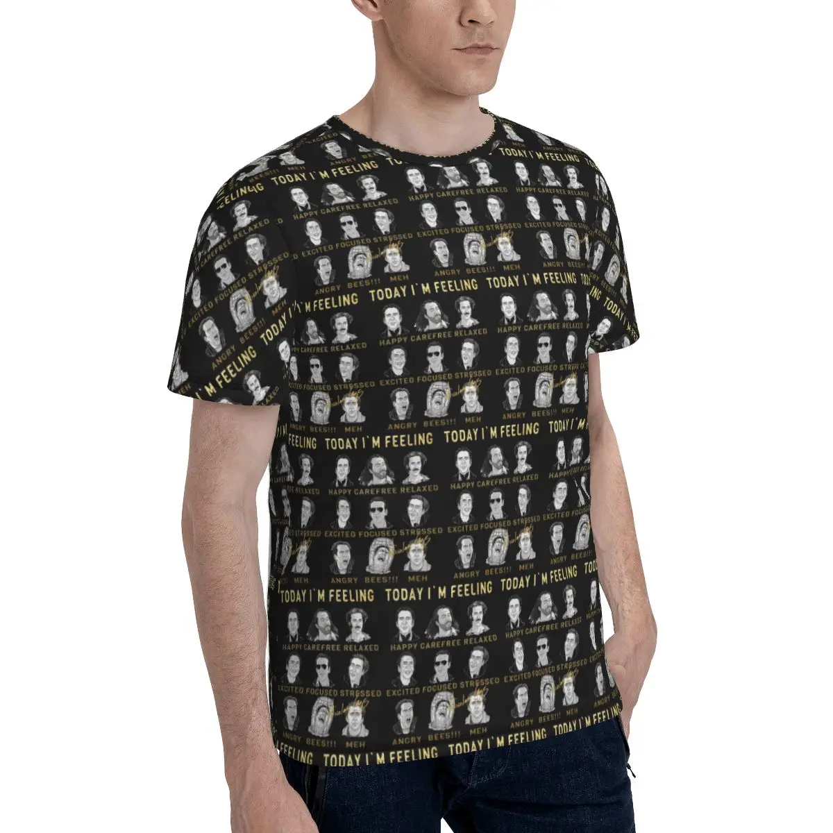 Merry Christmas St Nicolas Cage T-Shirt for Men Cotton T Shirts Men's Tees Short O-Neck Summer Clothes Tops