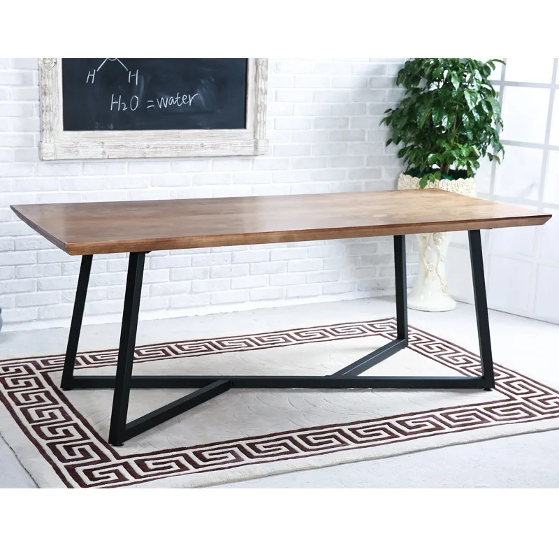 Solid wood computer desk, modern simple wrought iron single desk study desk
