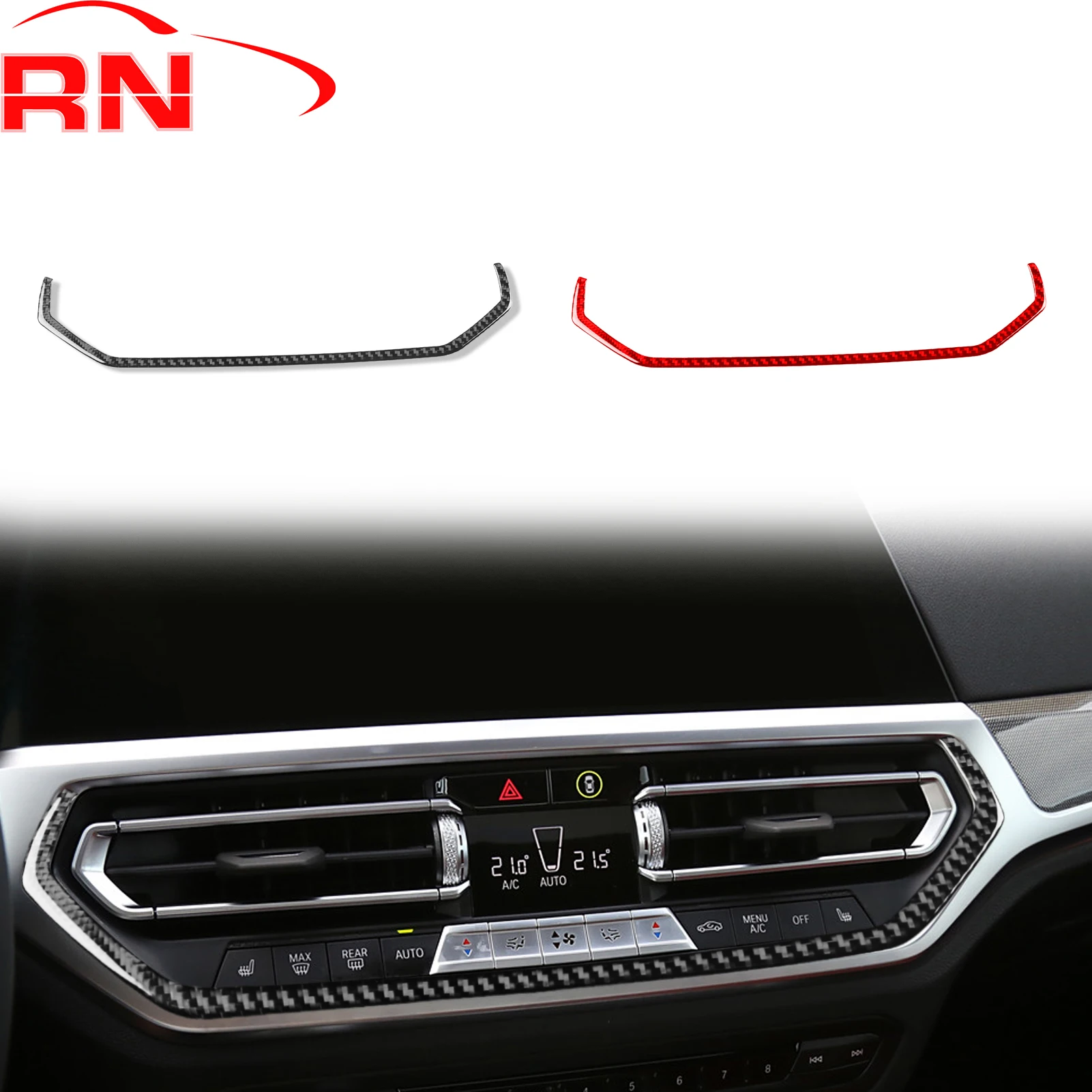 

For BMW 4 Series M4 2021+ Refit Carbon Fiber Center Console Air Outlet Trim Strip piano black Interior Accessories Stickers