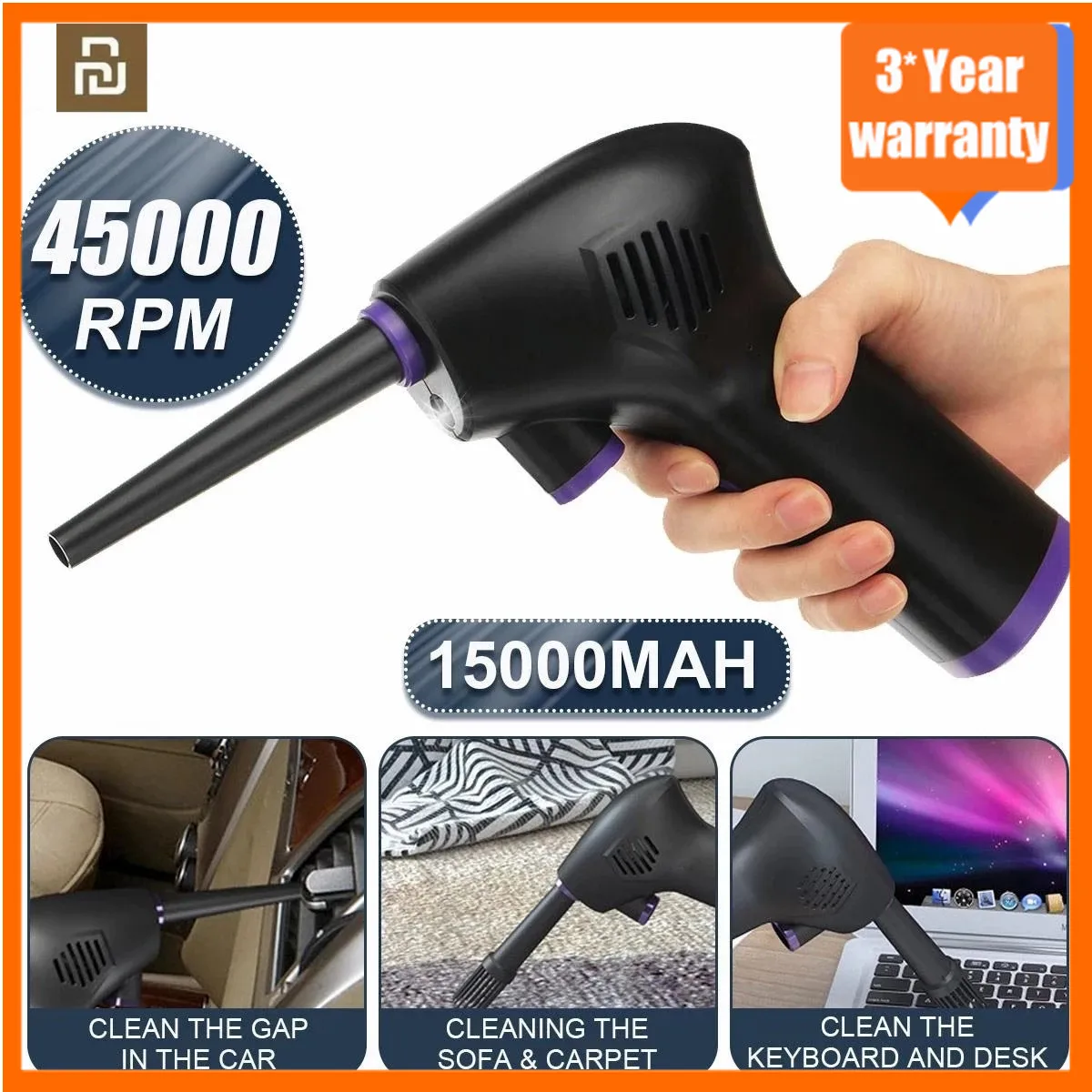 Mijia Không Dây Không Lau Bụi Khí Nén Thổi Điện Không Thắng Lợi 45000 Vòng/phút Cho Bàn Phím Máy Tính Điện Tử Vệ Sinh Máy Ảnh