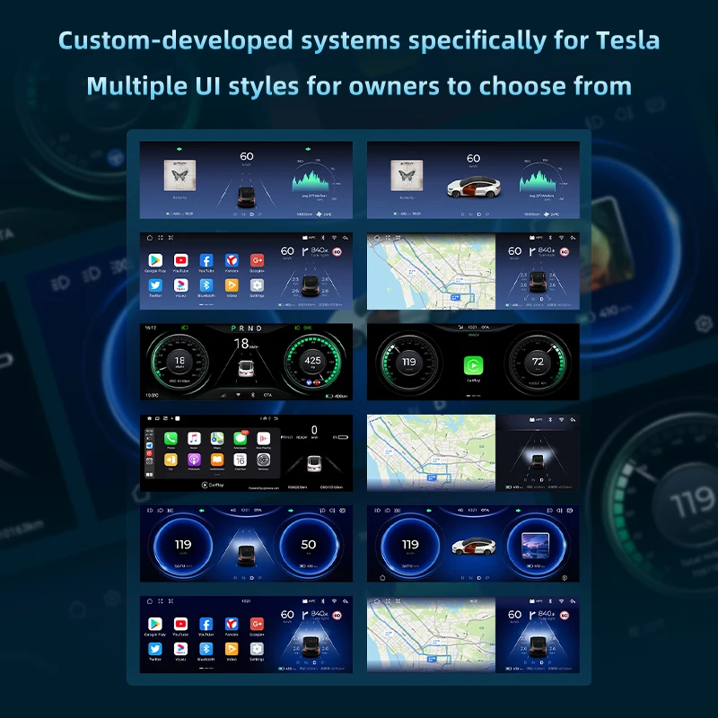 Digital Dashboard For Tesla Model 3 Model Y Heads Up Display Wireless Carplay Android Auto GPS 10.25inch IPS HUD Car Accessories