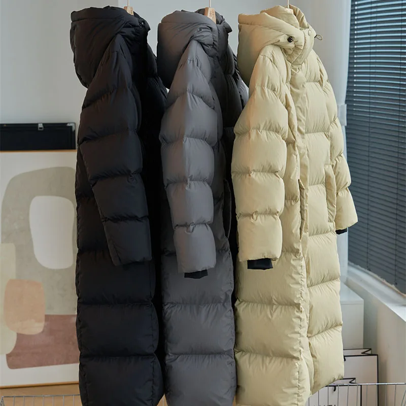 باركر شتاء دافئ مقنعين مزاجه فضفاض المرأة أسفل سترة 2025 جديد عالي الجودة سميكة أوزة أسفل المرأة أسفل سترة H487