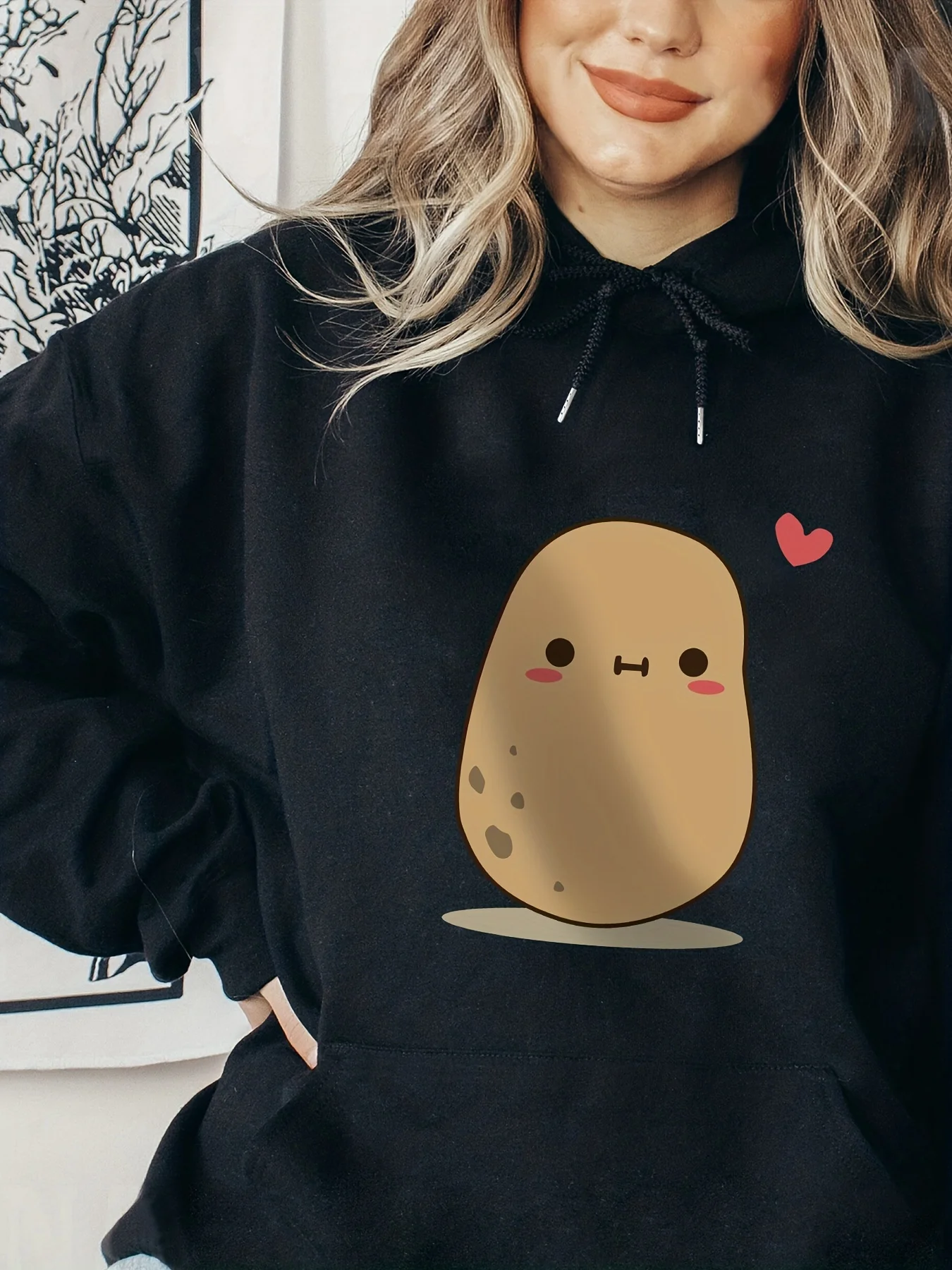 Cute Little Potatoes Printing Female Hoody Harajuku S-Xxl Sweatshirt Fashion Comfortable Hooded Autumn Warm Streetwear Women