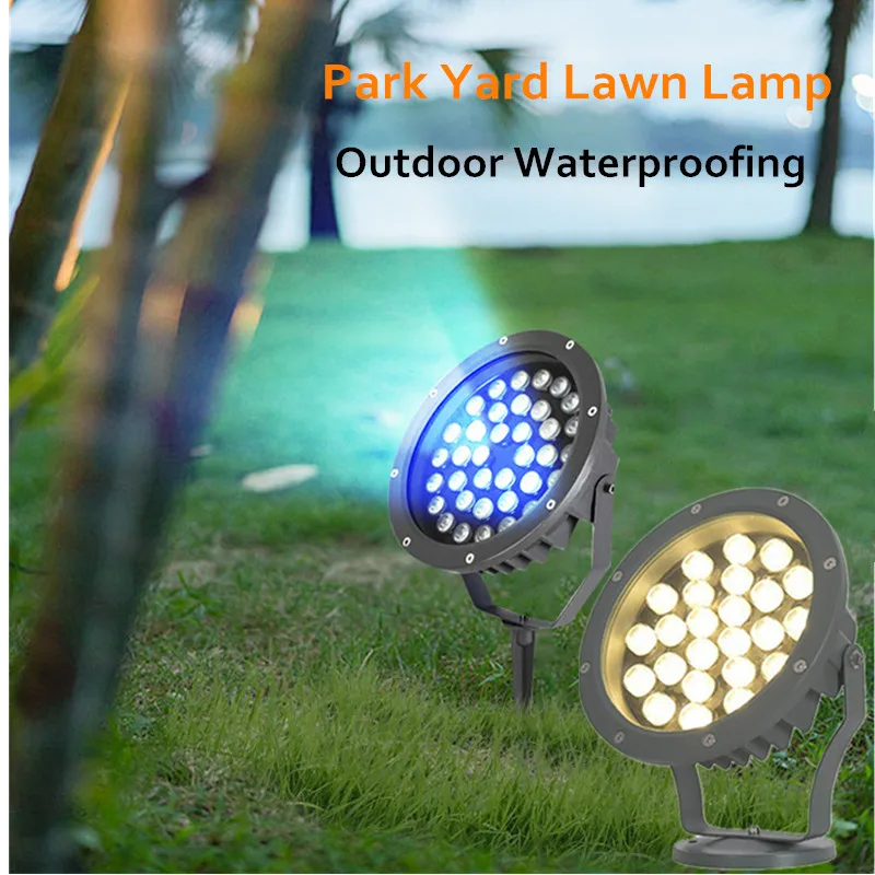 Lawn Light Garden Landscape Bridge Building Spotlight Outdoor Waterproof Color Changing Yard Home Decor Ground-plugging Plants