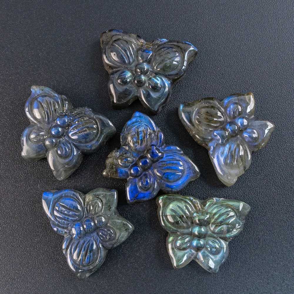 

1Pcs Wholesale Labradorite Pendants 19X24X8MM Blue Flash Butterfly Shaped Gemstone for DIY Jewelry Designers