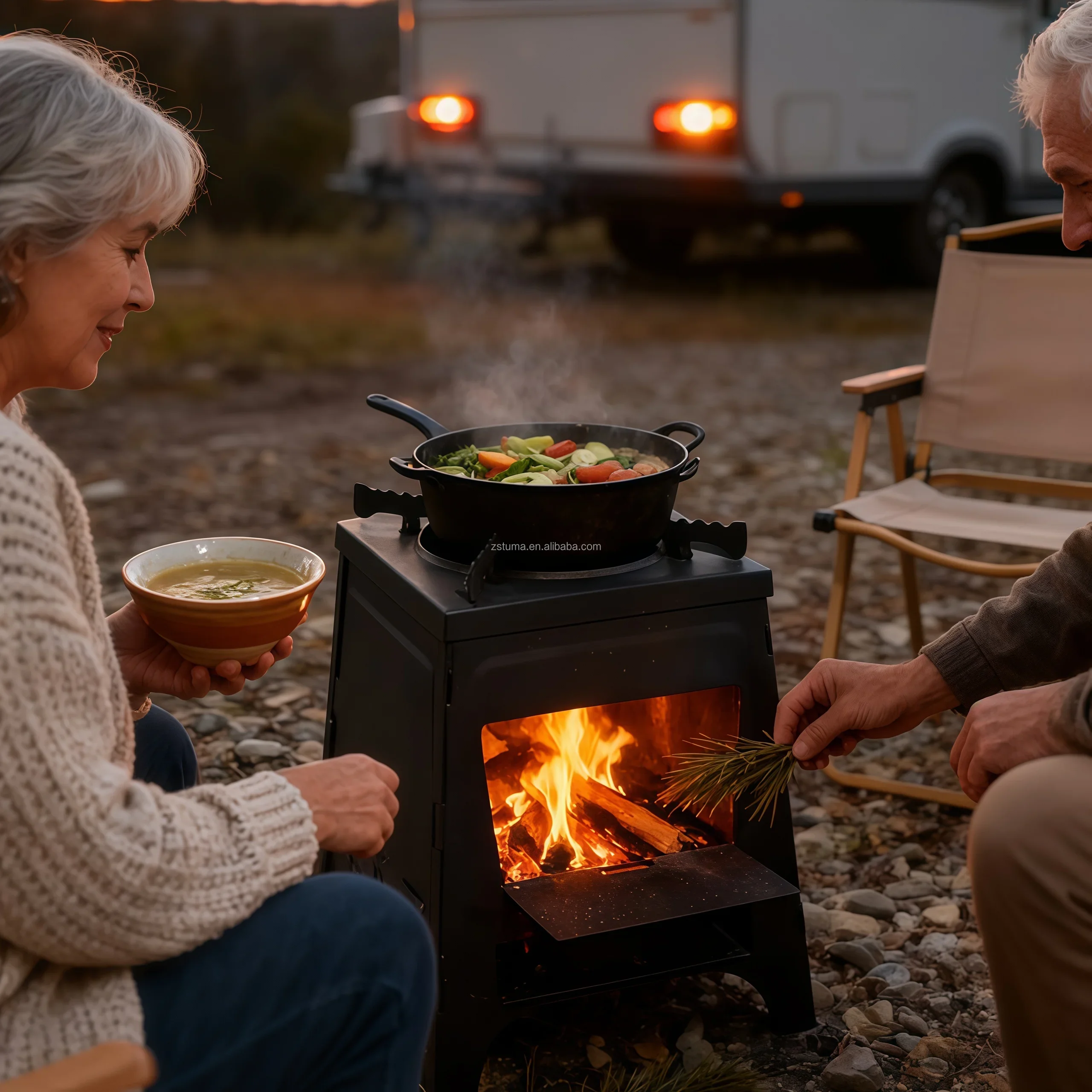 

Modern High Quality Used Outdoor Patio Set Furniture Outdoor Wood Burning Tent Stove, Portable with Chimney Pipe for Cooking