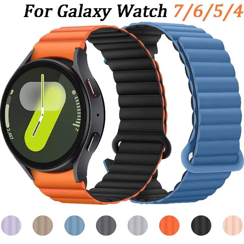 

Силиконовый ремешок для Samsung Galaxy Watch 4 5 6 7 40 мм 44 мм/5 Pro 45 мм Браслет с магнитной петлей для часов 6/4 Classic 43 мм/47 мм