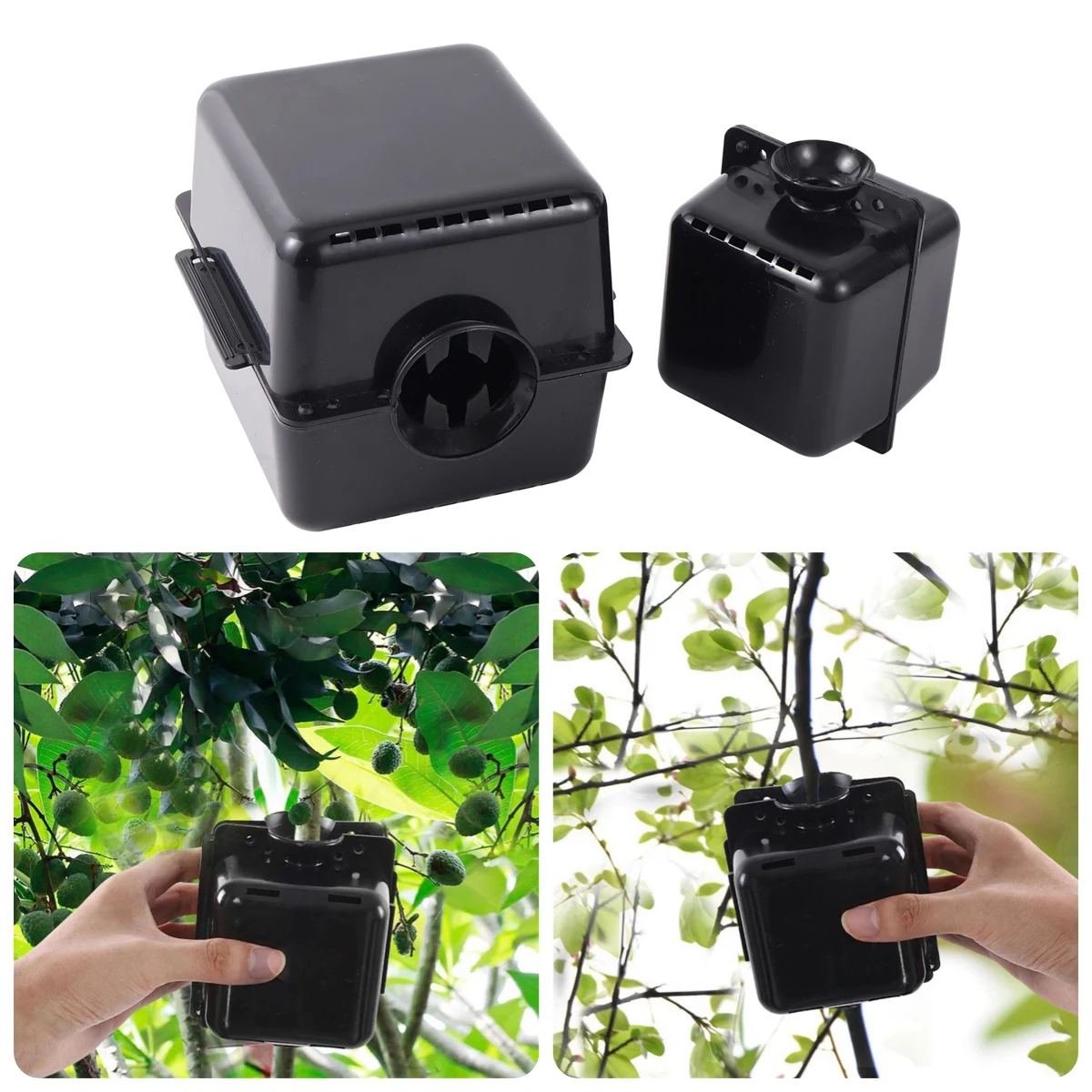 3Pcs Square-shape Plant Root Growing Box Reusable Plastic Plant Rooting Device High-Altitude Branch Cutting Grafting Rooting Box