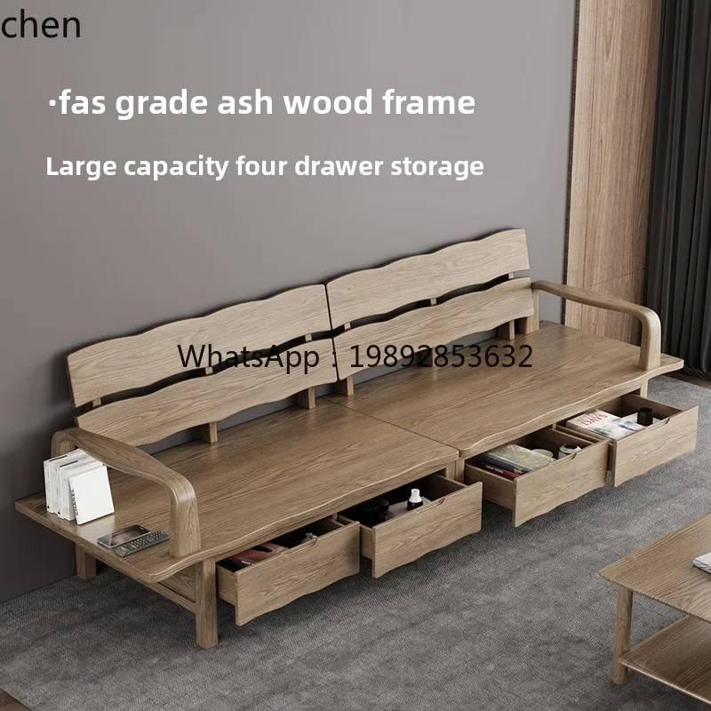 

all solid wood winter and summer sofa modern simple ash wood storage sofa with drawers