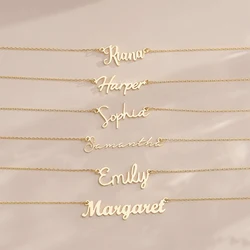 Custom Name Necklace Personalized Fashion Stainless Steel Metal Necklace Simple Style Women's Jewelry Couple Birthday Gift