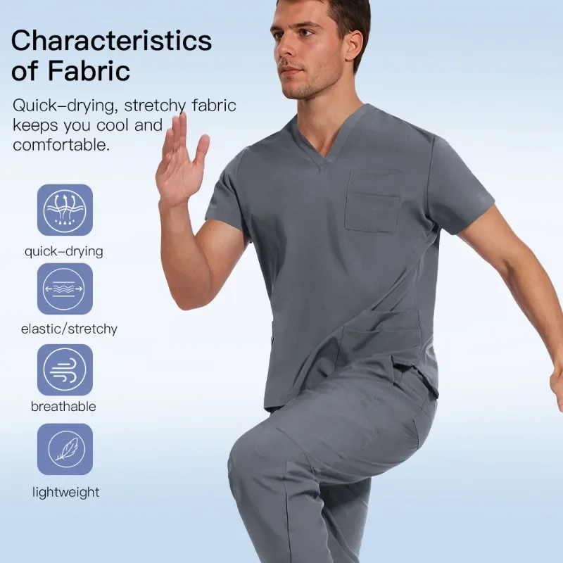 Men's and Women's Medical Hand-washing Clothes Thin Section Quick-drying V-neck Beauty Salon Dental Clinic Nurse Uniforms