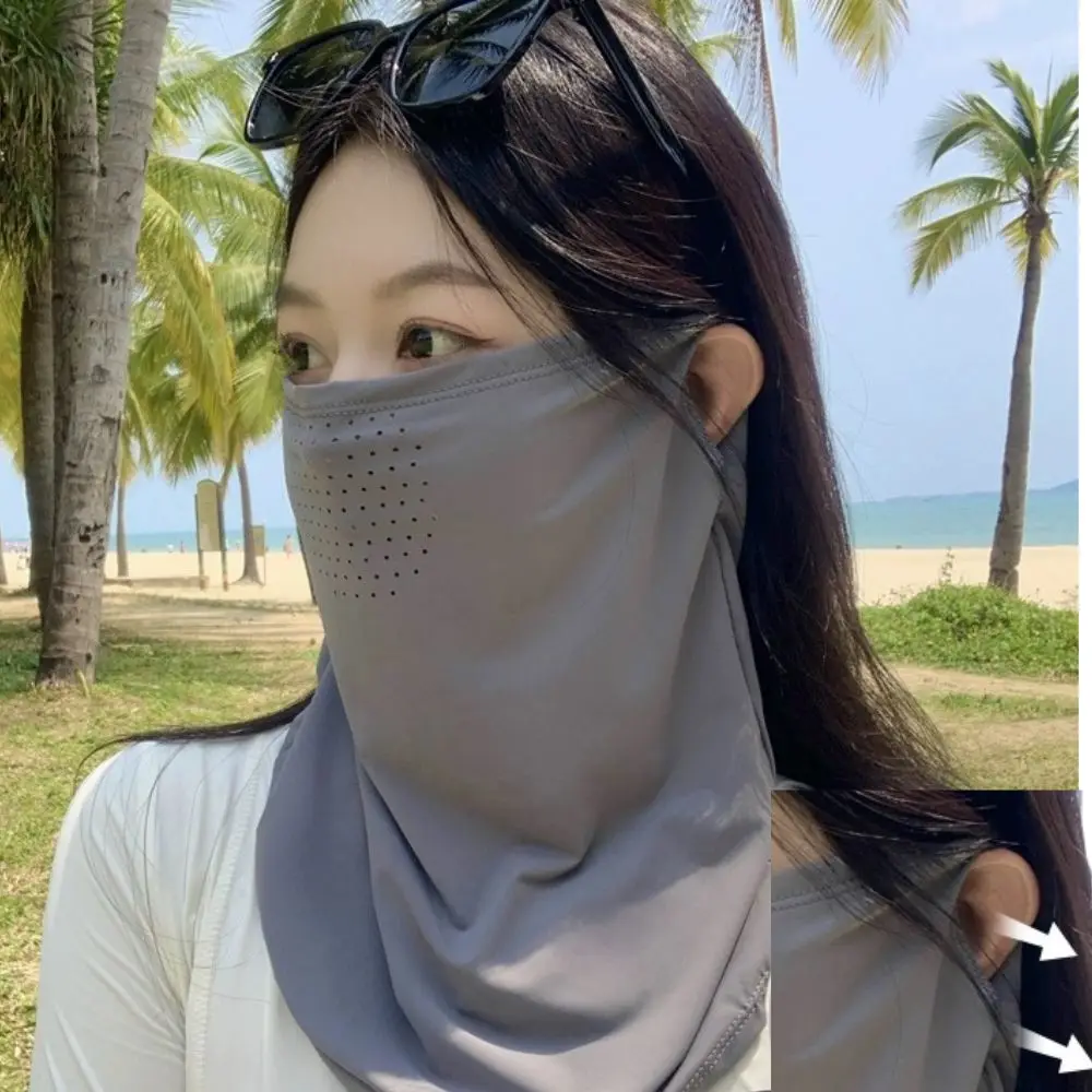 Ice Silk Face Scarf Breathable UV Sun Protection Mask Soft Neck Wrap Cover For Summer Outdoor Activities Sunscreen Ear Scarf New