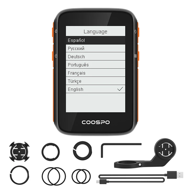 Coospo BC200 GPS Bike Computer 2.4inch ANT+Bluetooth5.0 Bicycle Speedometer Odometer Multi-Language Cycling Support Holder