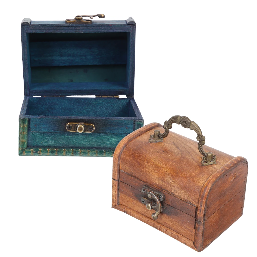 

2Pcs Vintage Wooden Jewelry Organizer Storage Box for Rings Bracelets Necklaces Small Case Gift for Women Groomsmen Proposal Box