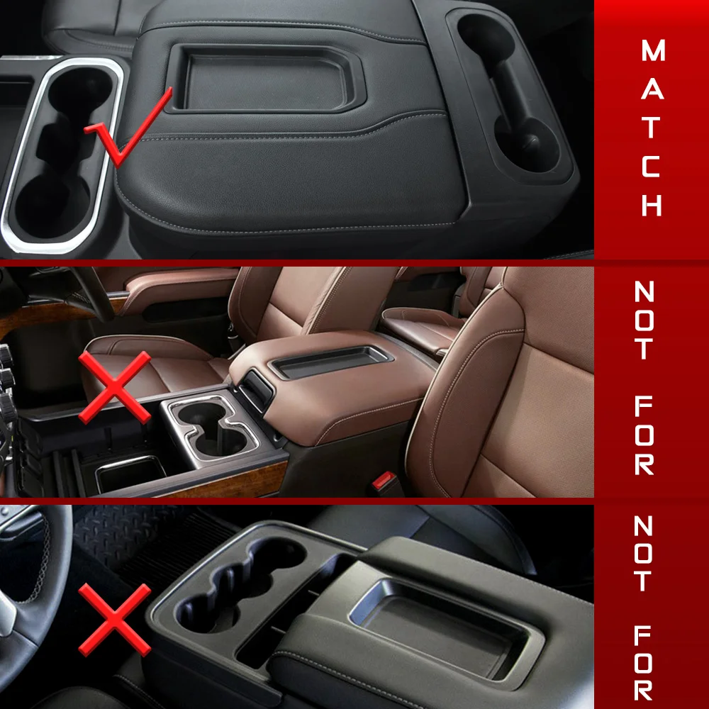 ABS Carbon Fiber Color Armrest Box Trim Cup Holder Cover for Chevrolet Silverado GMC Sierra 2019-2021