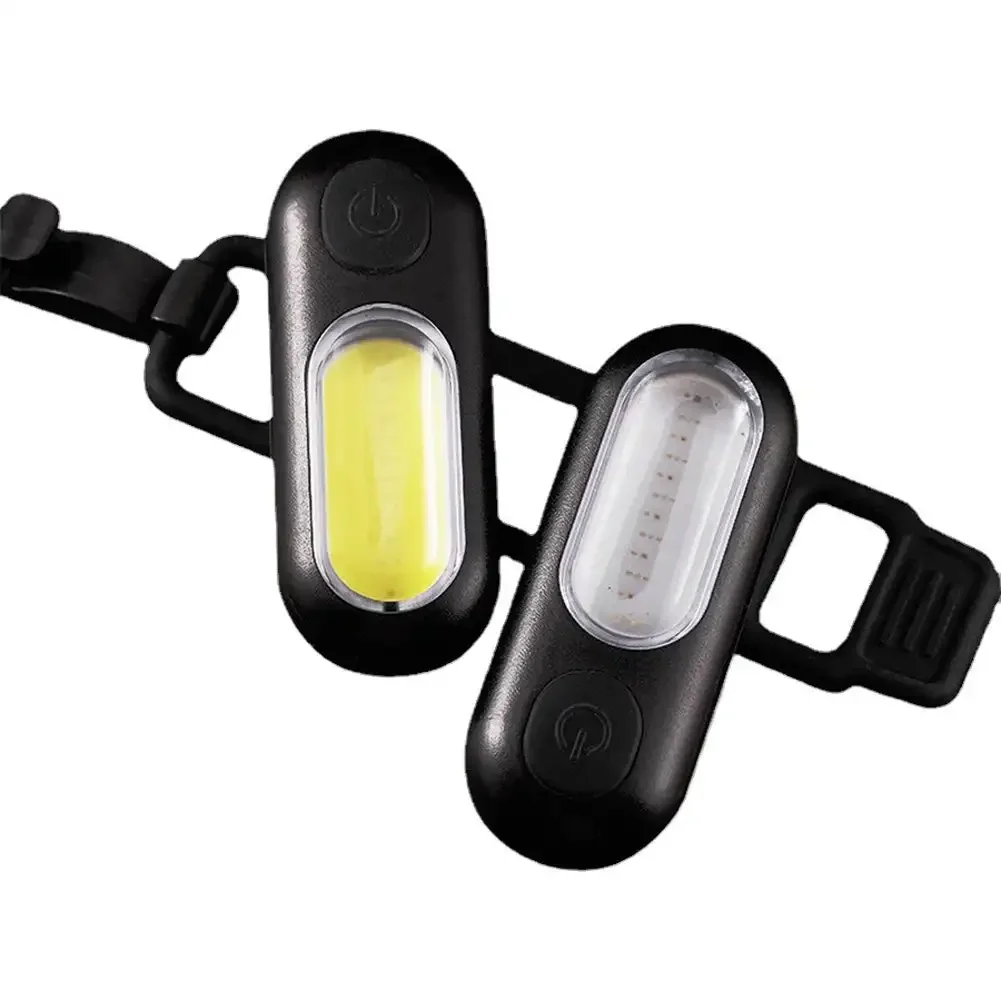 Bicycle 2 Light Colors in 1 Lamp COB LED 5 Modes W/ Mode Memory Rechargeable Internal Li-battery Seatpost and Belt Mount Lights