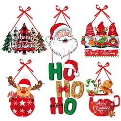 Natale Cartoon Door Hanger babbo natale Elk Xmas Tree Hanging pendenti Merry Chrismtas Decor Happy New Year 2025 Door Hange r