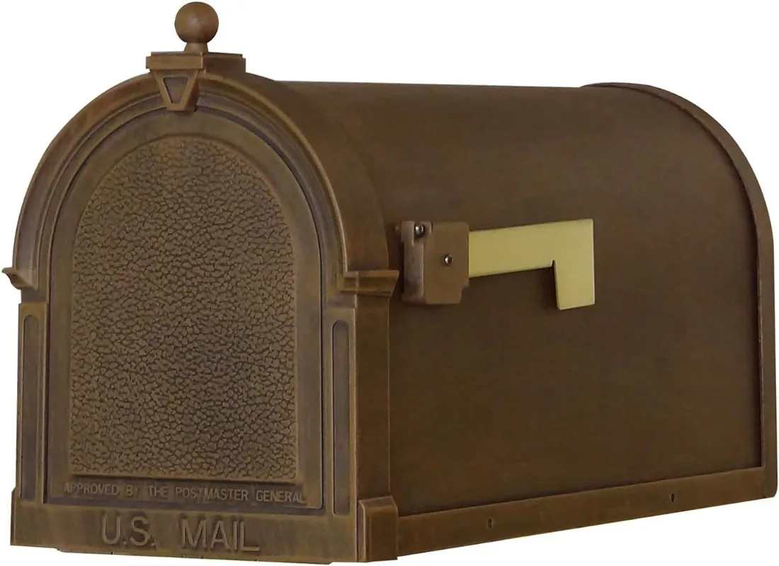 

Berkshire Curbside Mailbox Copper Aluminum Mailbox for Post Mount stainless-steel spring hinge and strong magnetic catch