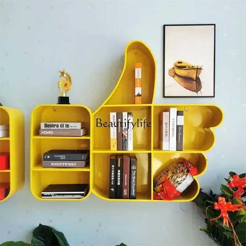 03.Creative Thumbs Bookshelf School Personality Art Wall Hanging Bookcase Like Modeling Storage Shelf