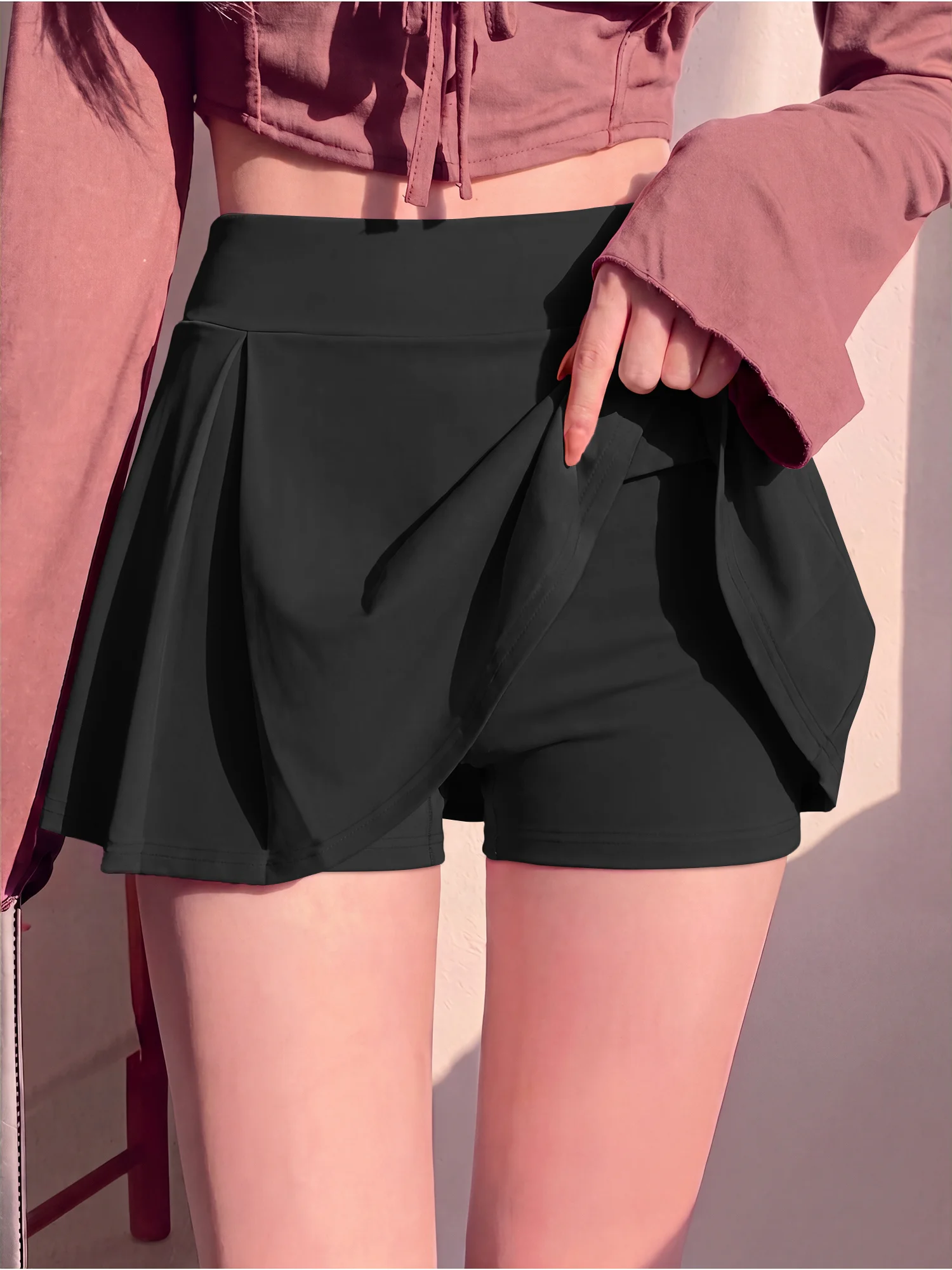 Damen-Plisseerock mit breitem Bund, Anti-Reibungs-Futter, Shorts-Rock, Tennis, Workout, Streetwear, Minirock – Detail 19