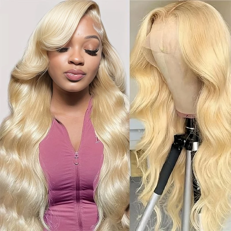 Perruque Lace Front Wig Body Wave brésilienne naturelle, cheveux humains, blond 613, 13x6, 13x4, densité 200%, 30 40 pouces, pour femmes