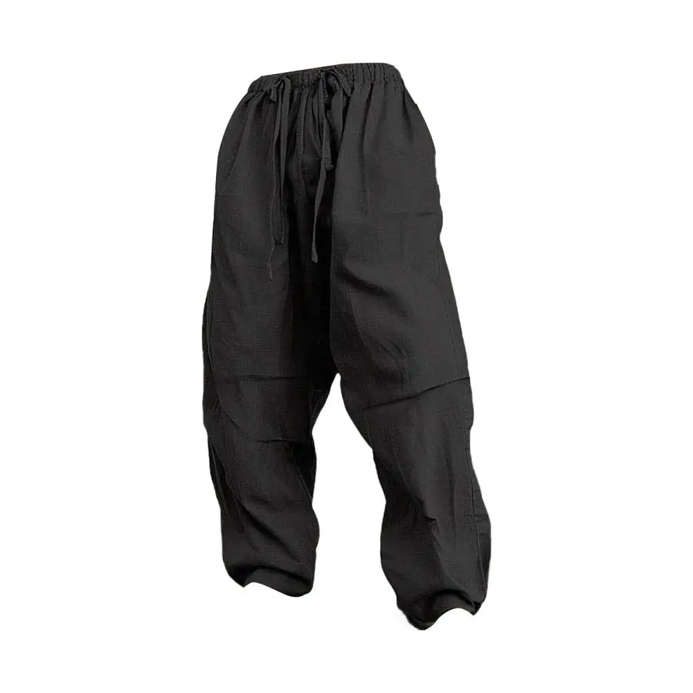 

Men Trousers Men's Drawstring Elastic Waist Wide Leg Sweatpants with Pockets for Daily Wear Casual Sports Activities Men Solid