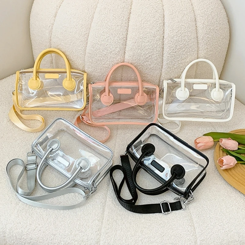 5 Colors Clear PVC Handbag Practical and Fashionable Shoulder Bag Transparent Crossbody Bag zipper 23x7.5x14cm