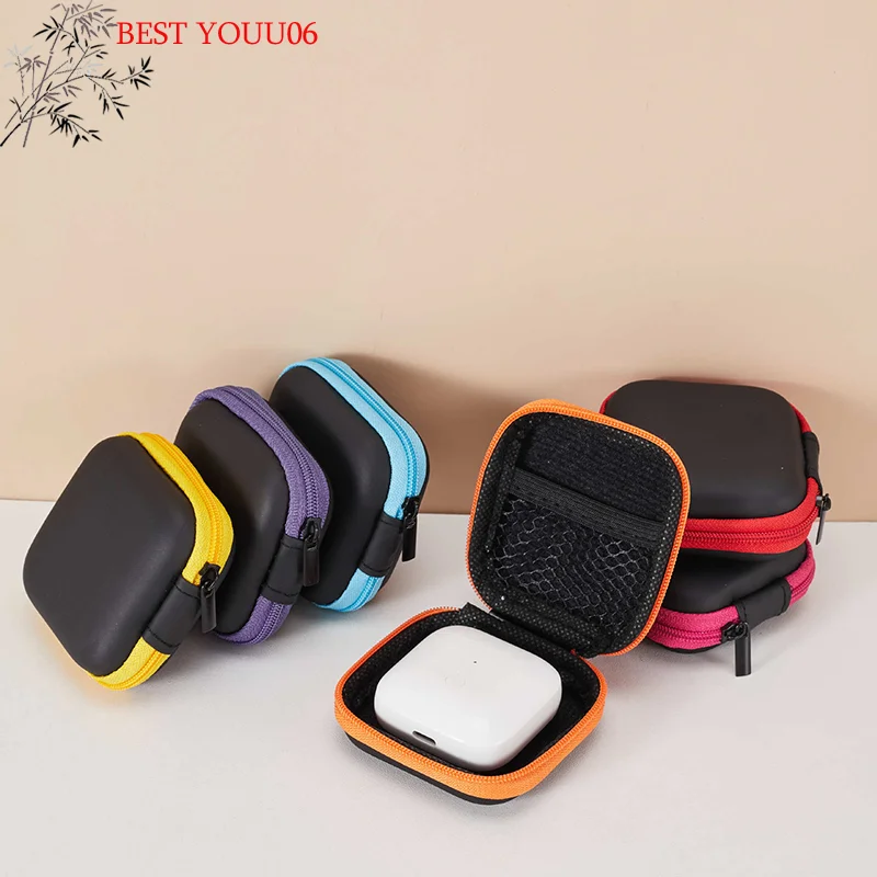 (YOUU06)Portable Shockproof Headphone Case Earphone Bag Headset Storage Bag Hard Shell Earphone Memory Card USB Cable