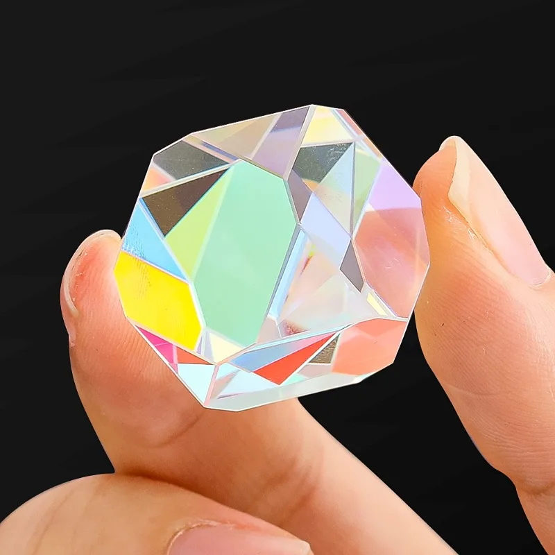 20MM Laser poliedro arcobaleno prisma sfaccettato cubo di vetro artigianato di cristallo Aurora Streamer rifrazione Sun Catcher Paperweight Decor