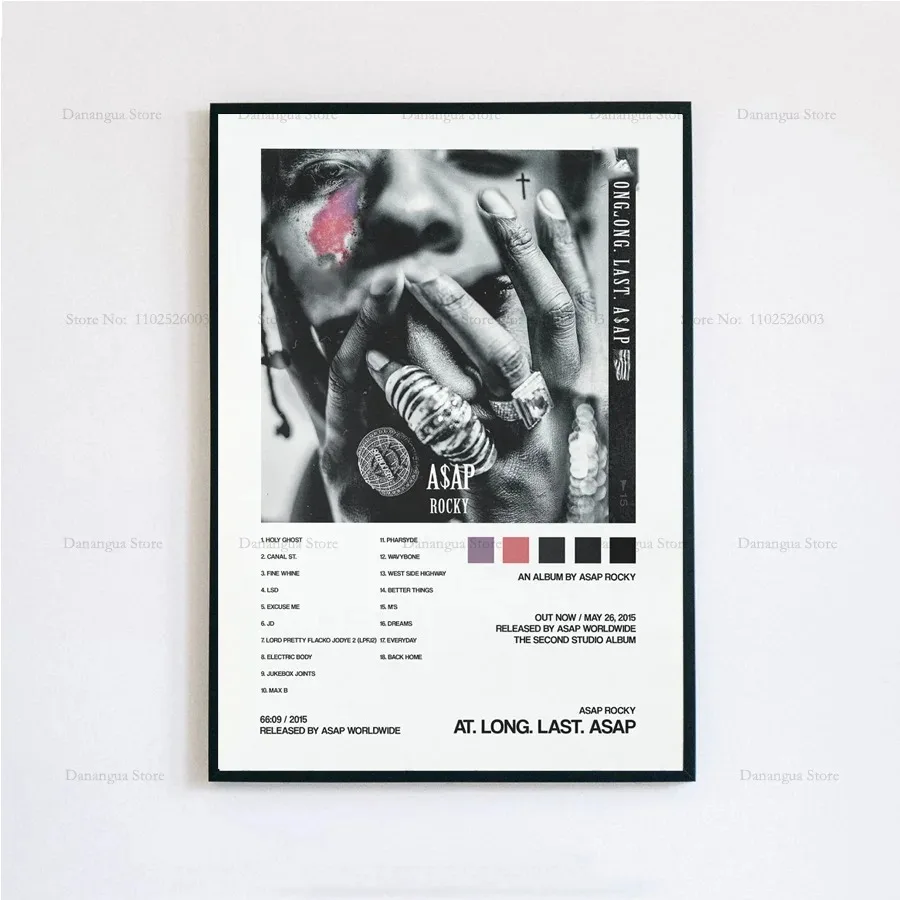 Nieuwe ASAP Rocky Testen Live Liefde D.M.B.Tracklist Muziek Album Cover Poster Prints Wall Art Schilderen Foto Foto kamer Home Decor